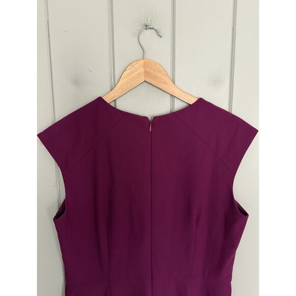 Ann Taylor Dress 8 Plum Burst Bi-Stretch Crew Neck Sheath Knee Length Career - Picture 9 of 9